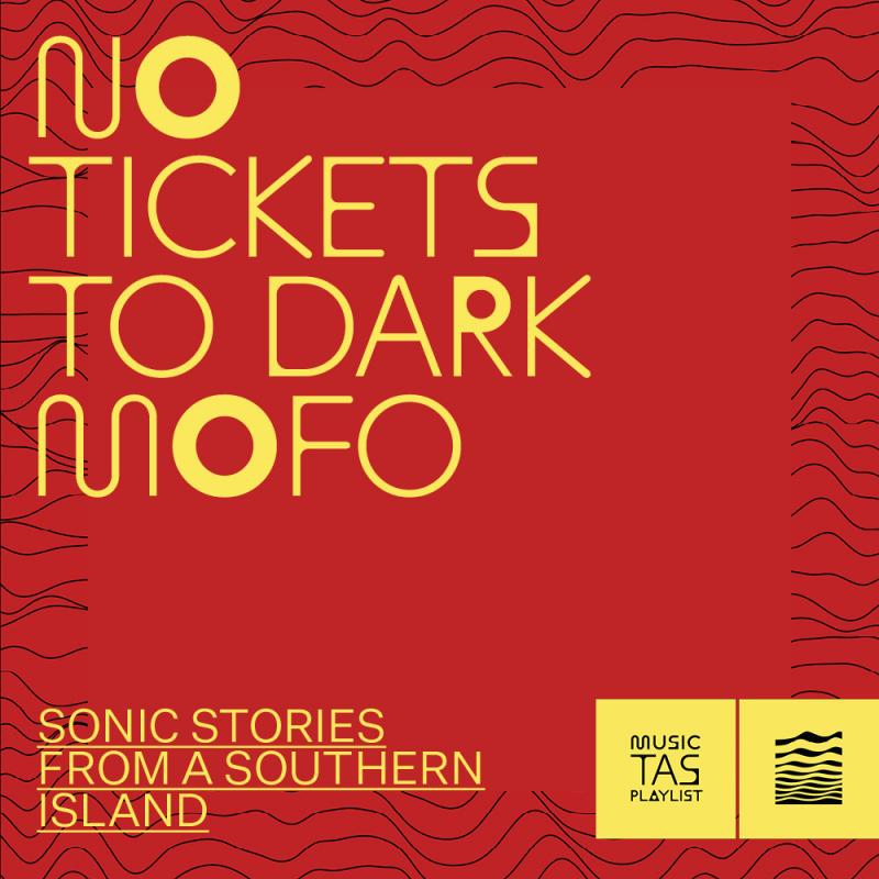Yellow text on a red background with black lines as a pattern. The text says, no tickets for Dark Mofo